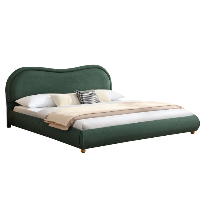 Upholstered Platform Bed Frame With Curved Headboard
