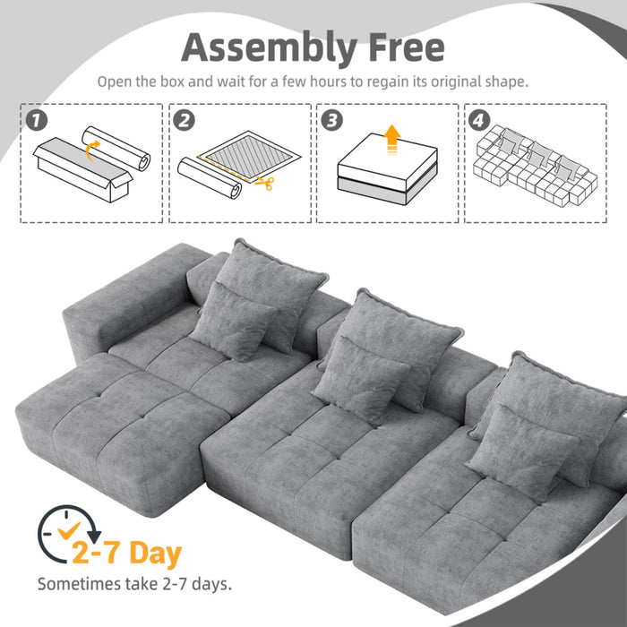 Modern Oversized, Modular Sectional Sofa With Pillows