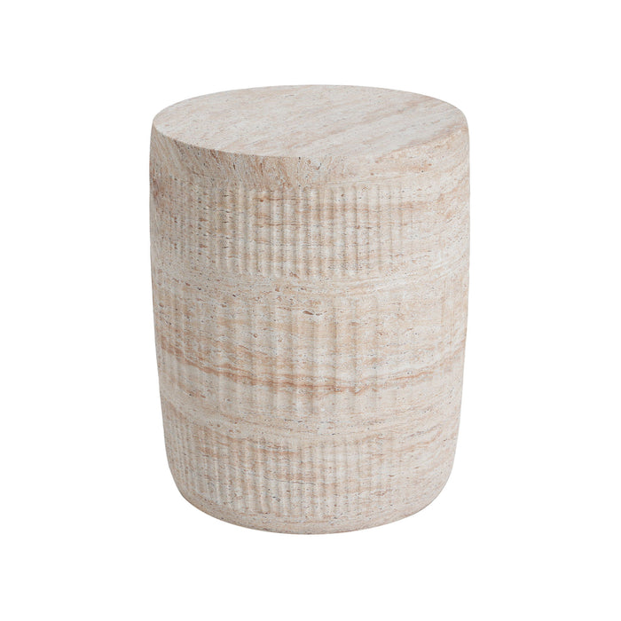 Stylish Outdoor / Indoor Lightweight Concrete Side Table With Travertine - Beige