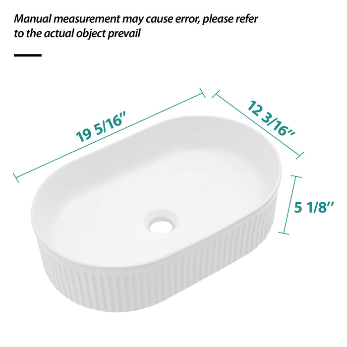 Vessel Oval Bathroom Sink - White
