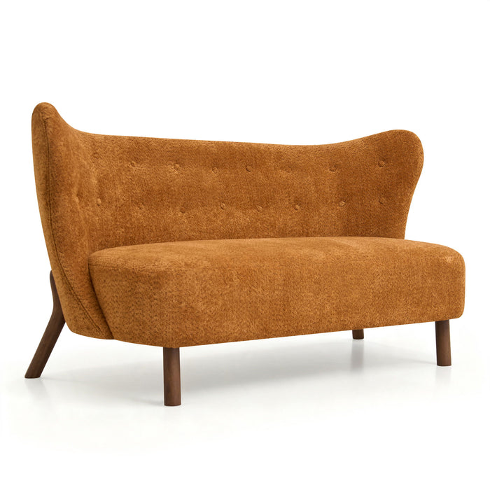 Chair Laid Back Loveseats, Curved Backrest With No Armrests - Caramel