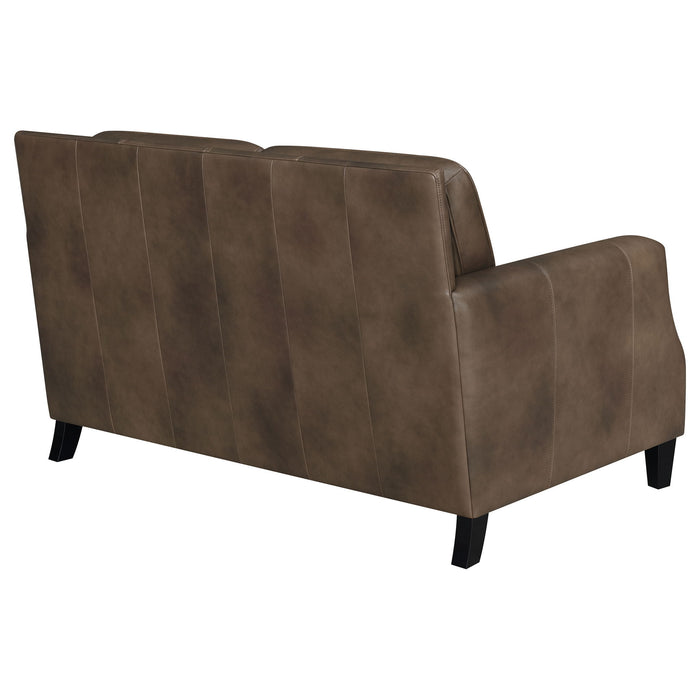 Gunderson - Loveseat With Recessed Arms - Brown