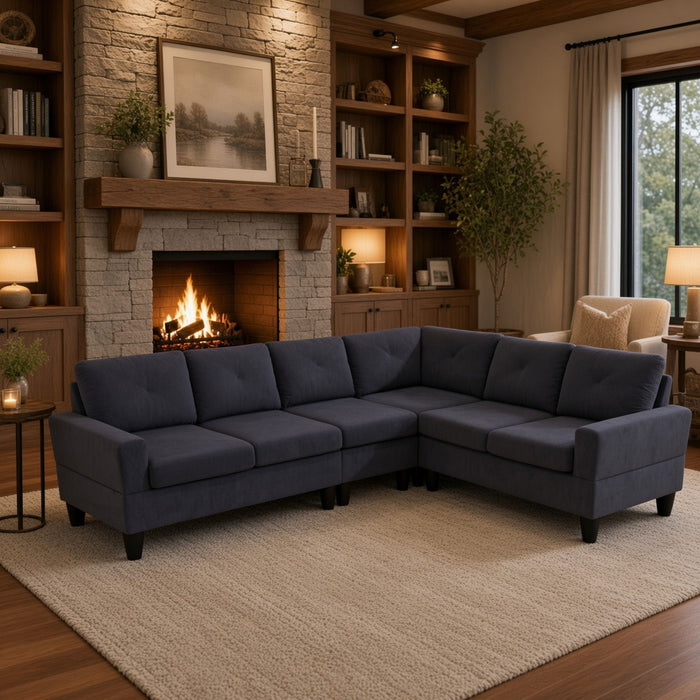 Modular L - Shaped Sectional Sofa 6 Seater 4 Piece Couch With Chaise