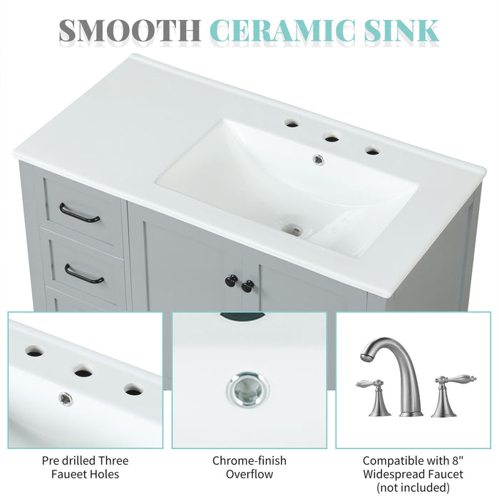 Bathroom Vanity With Sink Top, Bathroom Vanity Cabinet With 2 Doors And 2 Drawers, Open Shelf