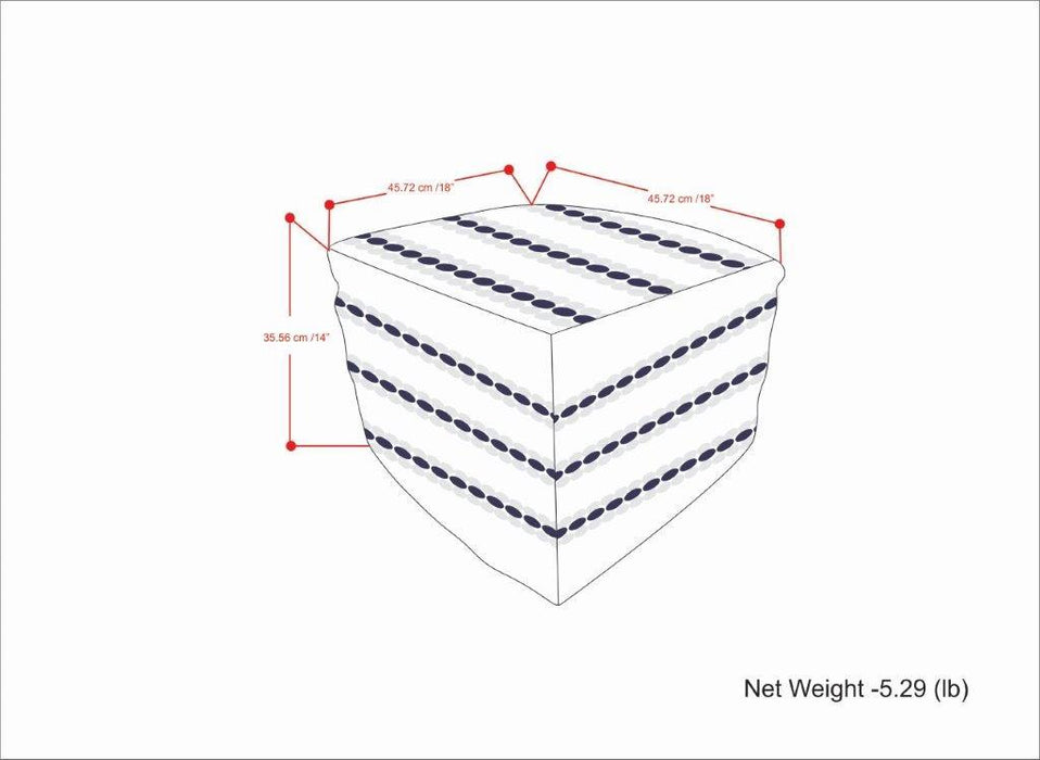 Corrie - Square Outdoor / Indoor Pouf - Navy / White