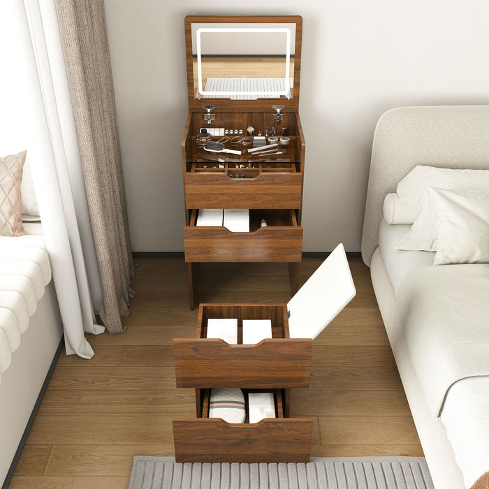 Vanity Desk With Lighted Mirror & Stool