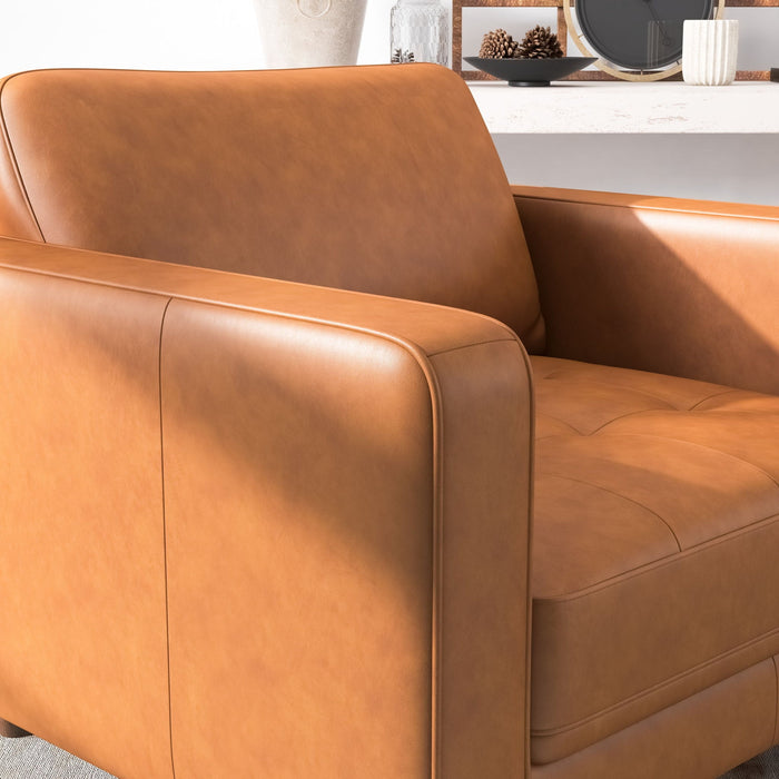 Catherine - Leather Lounge Chair Leather - Brown / Tan