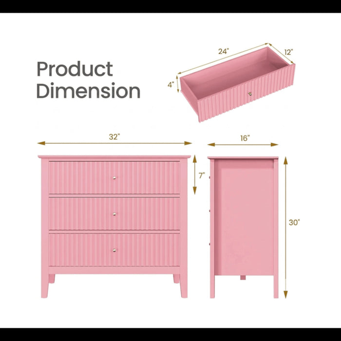 Fluted 3 Drawer Nightstand With Soft Close Slides