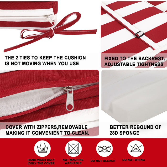 2 Pieces Set Outdoor Lounge Chair Cushion Replacement Patio Furniture Seat