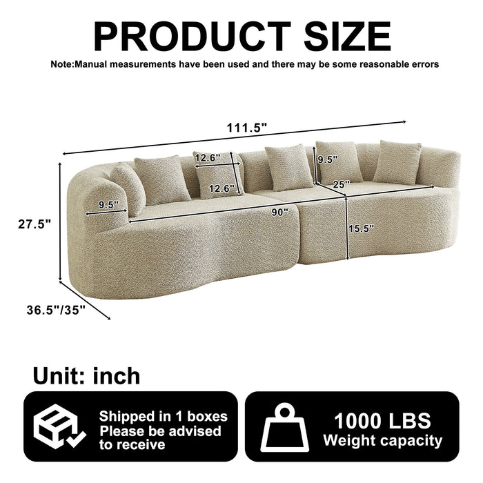 Curved Sectional Sofa With 6 Pillows