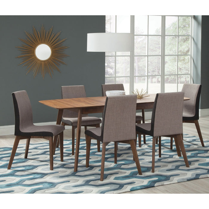 Dining Room Side Chair Set With Sleek Curves And 2 Tone Upholstery - Brown / Gray