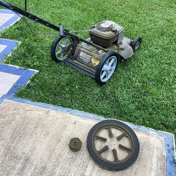 Universal 12" Spoked Plastic Wheel And Tire For Lawn Mowers & Trolley Carts, 10 Pack - Black