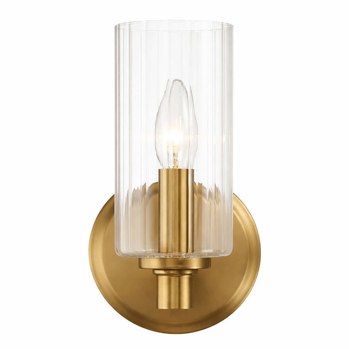 Jardin - Single Light Wall Sconce With Clear Ribbed Satin - Clear / Gold