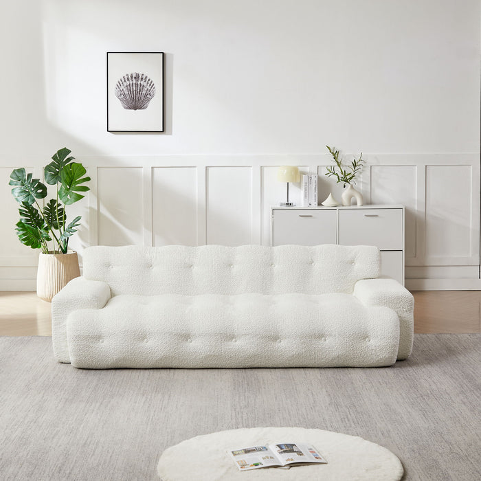 Cloud Series Minimalist Button Tufted Square Arm 3 Seater Sofa