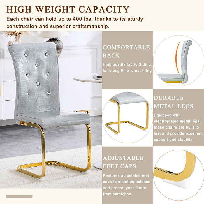 Elegant Design Alligator Skin Upholstered Dining Chairs