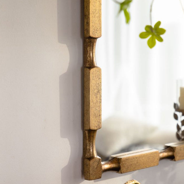 Rectangular Wall Mirror With Frame For Living Room - Gold