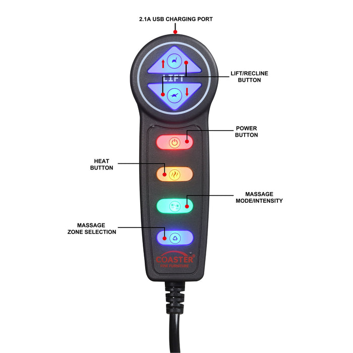 Lyle - Upholstered Power Massage Chair With Heat And Remote Control - Charcoal