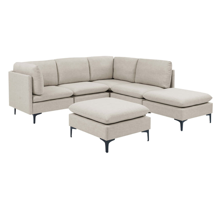 Upholstered Modular Sectional With Medium Firm Seat Cushion - Almond