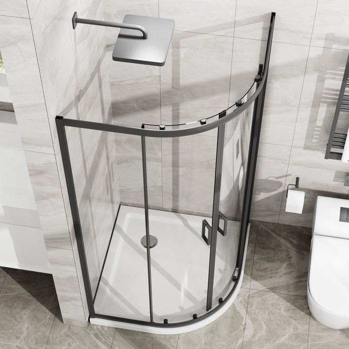 Corner Shower Door With Double Sliding - Matte Black