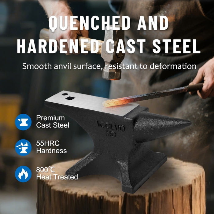 110 Lbs Single Horn Anvil Blacksmith - Black