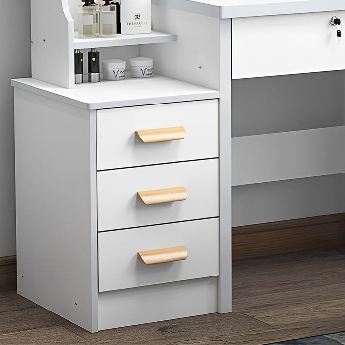 Vanity Desk With Mirror And Lights For Makeup And Chair Set With 3 Adjustable LED Lighting, 4 Drawers - White