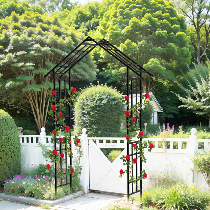 Garden Arch With Adjustable Width Climbing Plants Support - Black