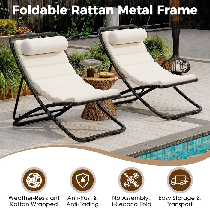 Outdoor Folding Chair With Adjustable Backrest (Set of 2)