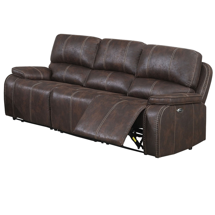 Power Reclining Sofa With Built In USB Port - Chocolate