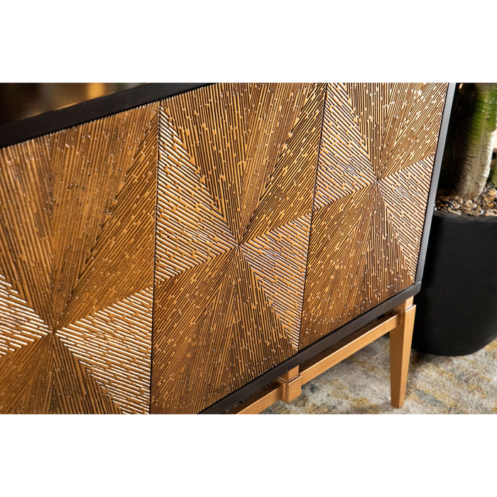 Capri - 4 Door Accent Cabinet - Brown / Gold