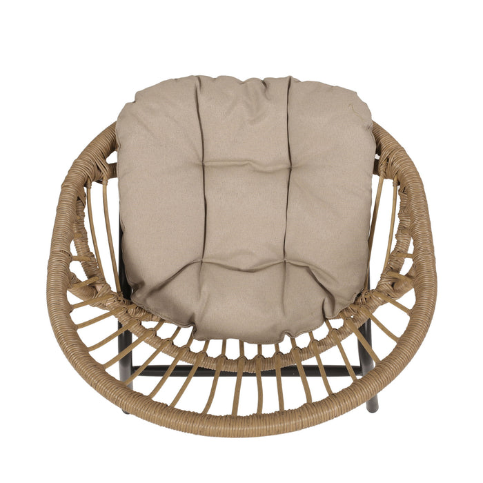 Outdoor Accent Chair With Curved Back And Basket Frame, (Set of 2) - Light Brown / Beige