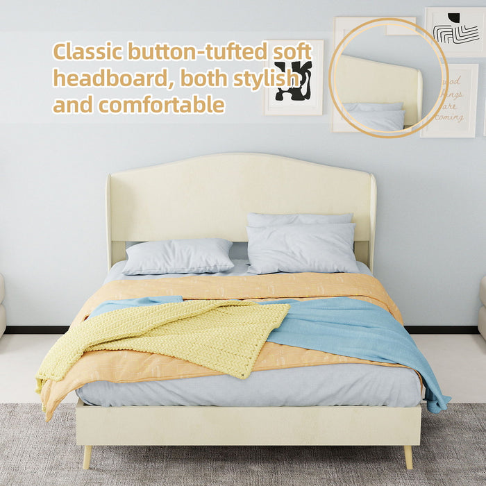 Upholstered Bed, Tufted Headboard, Comfortable Sleep