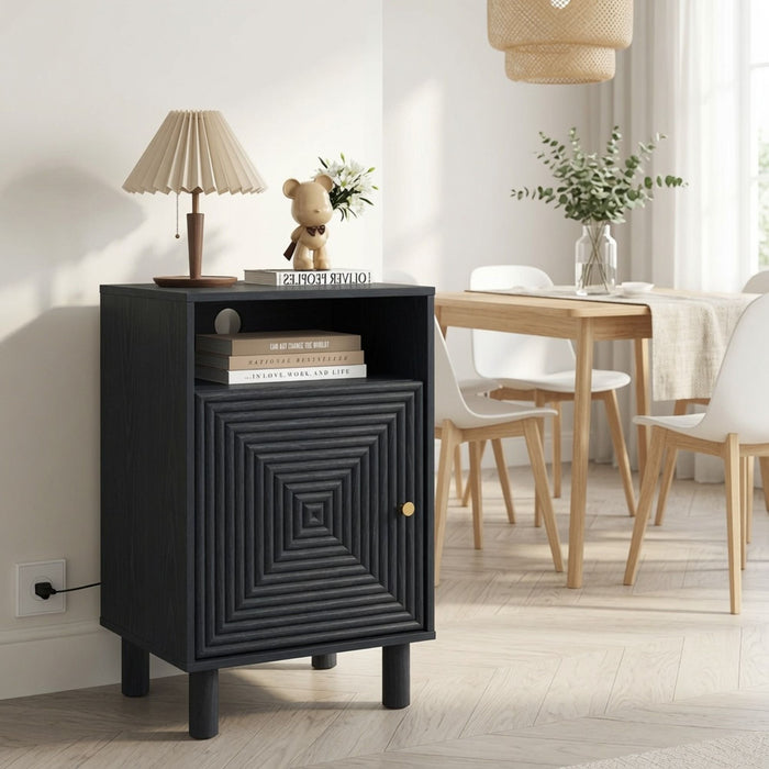 Nightstand With Charging Station & Storage