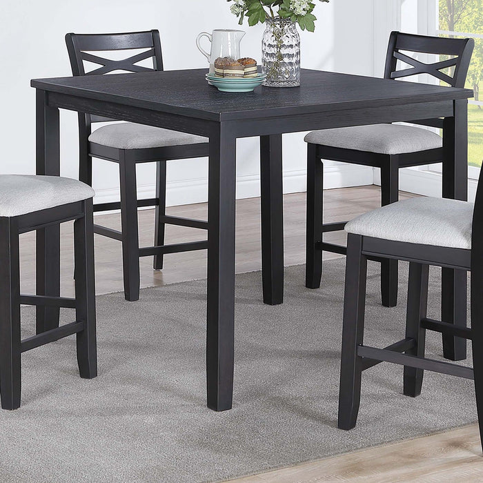 Dining Table Set With 4 Cross Back Chairs, Upholstered Cushions - Charcoal