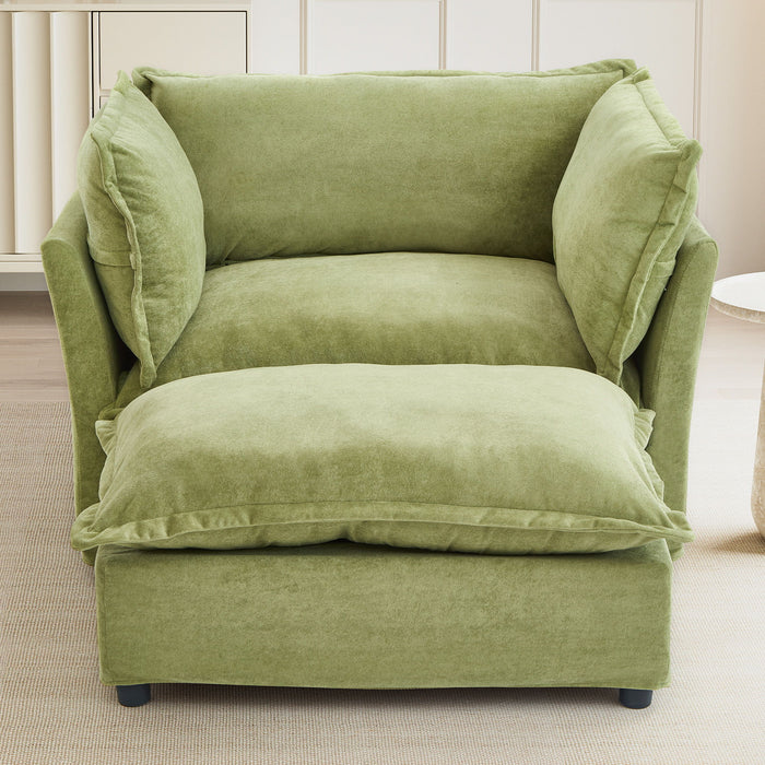 Modern Armchair Sofa With Movable Ottoman