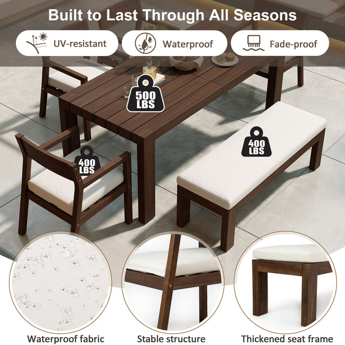Outdoor Dining Set Rectangular Table With Umbrella Hole