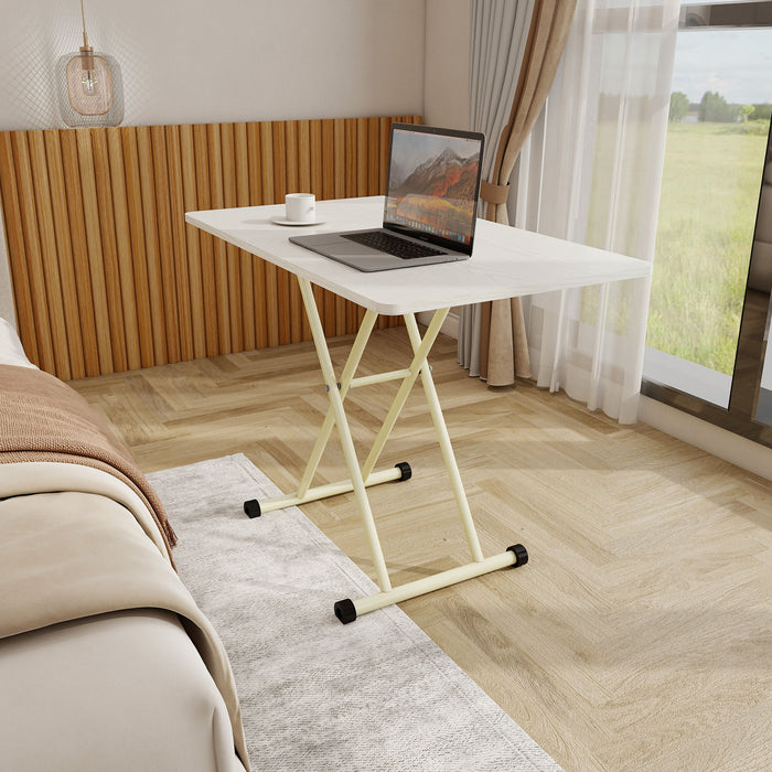 Adjustable Standing Table, Indoor & Outdoor Use, Portable With Adjustable Height - Off White / White