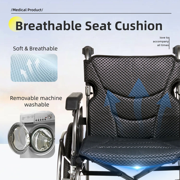 Premium Lightweight Foldable Transport Wheelchair For Adults