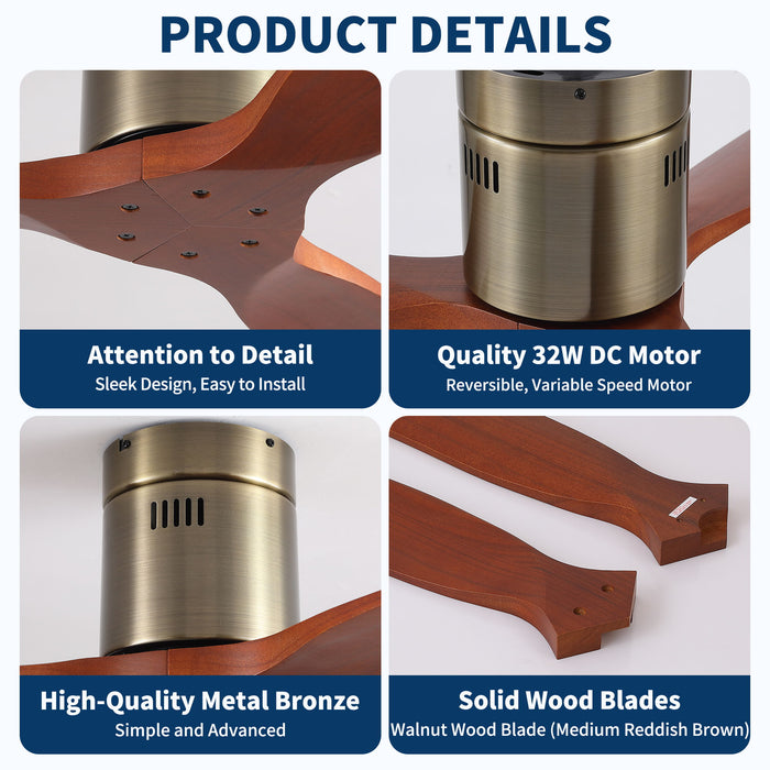 Low Profile Flush Mount Ceiling Fan Without Light