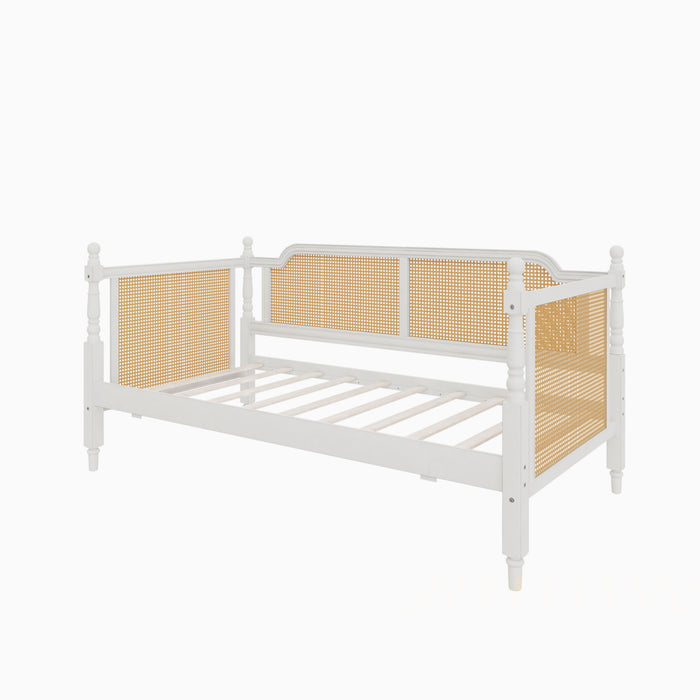 Traditional Style Rattan Daybed, No Box Spring Needed