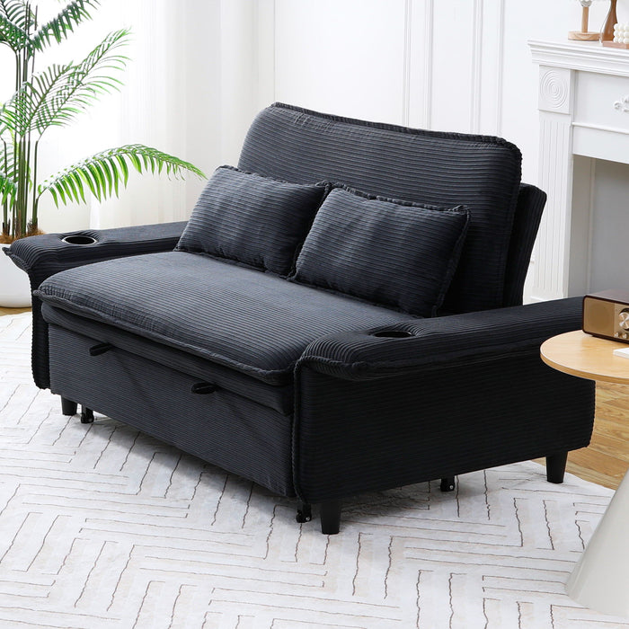 Modern Fabric Multi-Functional Sofa Bed With Adjustable Armrests And Backrests