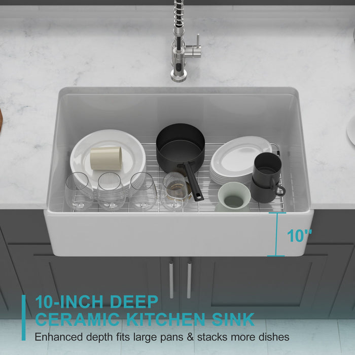 Single Bowl Apron Front Kitchen Sink - White