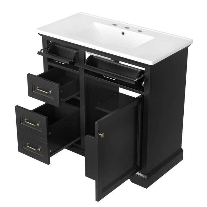 Modern Bathroom Vanity With Sink Top, 4 Drawers And 1 Soft-Close Door