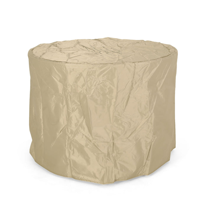 Transitional Outdoor 32" Round Propane Fire Pit Table, Lightweight Concrete Construction - Stone Gray