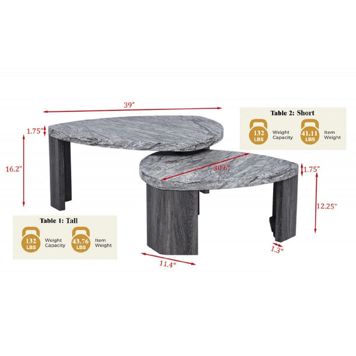 Triangle Nesting Coffee Table Set (Set of 2) - Gray