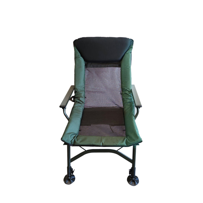 Camping Lounge Chair, Portable Folding Reclining Camping With Adjustable Backrest For Indoor And Outdoor Camping Beach Hiking Fishing - Green / Black