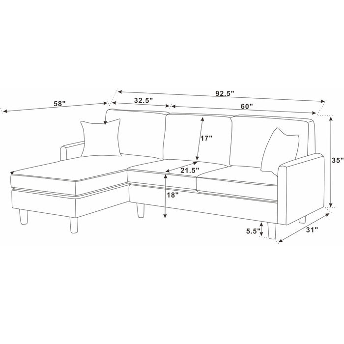 Upholstered Sectional With Toss Pillows