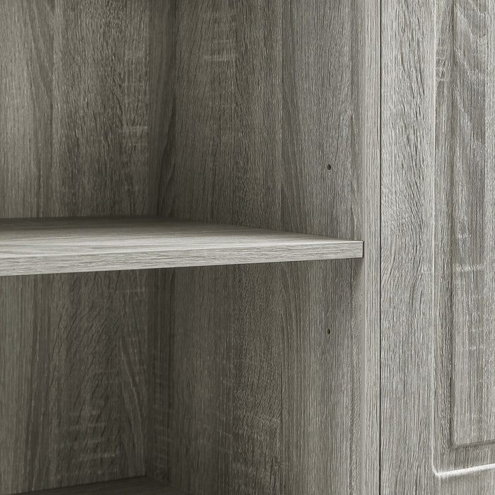 Modern Tall Storage Cabinet With Adjustable Shelves, Flip-Out Basket & Enclosed Doors