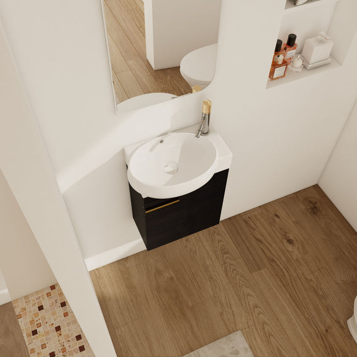 Soft Close Doors Bathroom Vanity With Sink, Compact Wall Mounted Design Basin