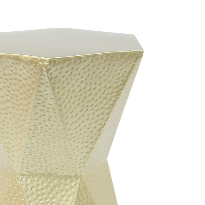 Modern Hexagon Side Table With Knockout Pit Texture - Gold