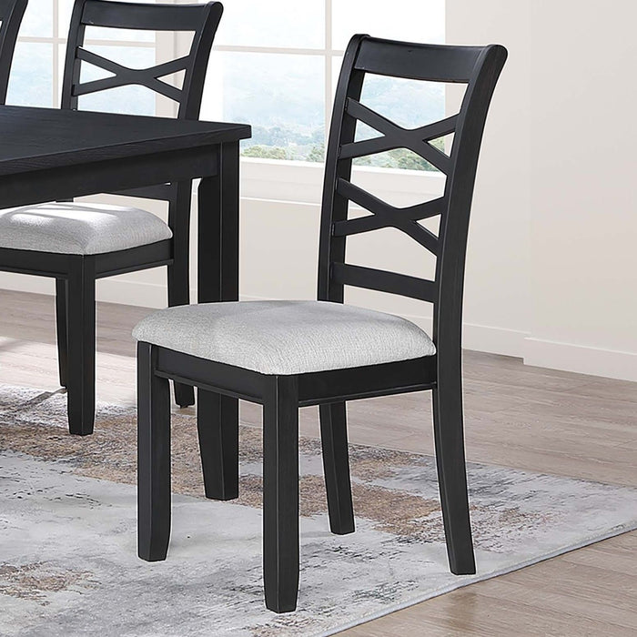 Dining Set 6 Piece With Table And Upholstered X Back Chairs - Charcoal